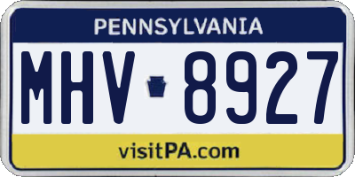 PA license plate MHV8927