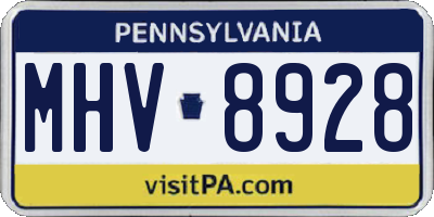 PA license plate MHV8928