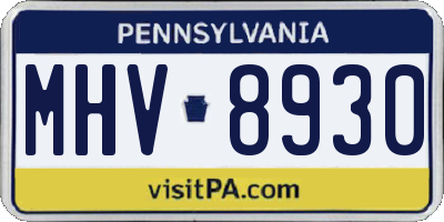 PA license plate MHV8930