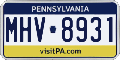 PA license plate MHV8931