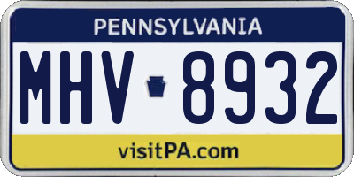 PA license plate MHV8932