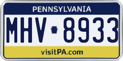 PA license plate MHV8933