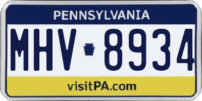 PA license plate MHV8934