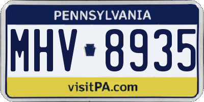 PA license plate MHV8935