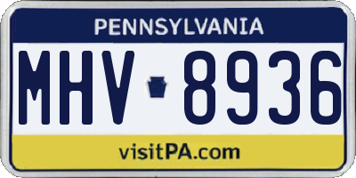 PA license plate MHV8936
