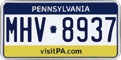 PA license plate MHV8937
