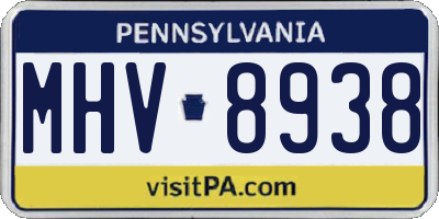 PA license plate MHV8938