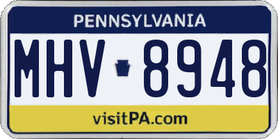 PA license plate MHV8948