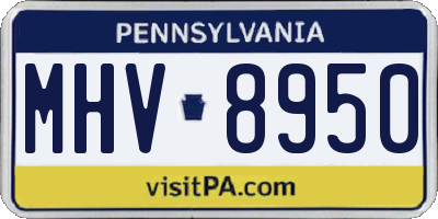 PA license plate MHV8950