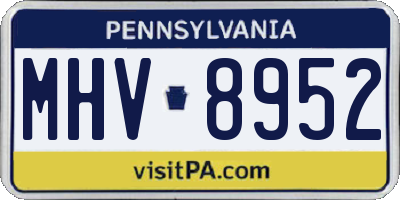 PA license plate MHV8952
