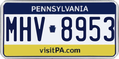 PA license plate MHV8953