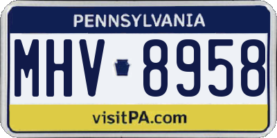 PA license plate MHV8958