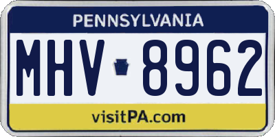 PA license plate MHV8962