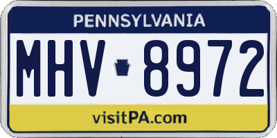 PA license plate MHV8972