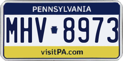 PA license plate MHV8973