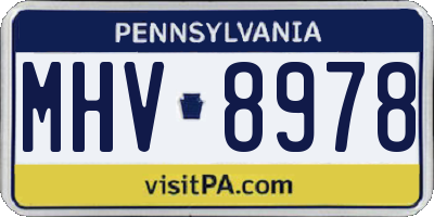 PA license plate MHV8978