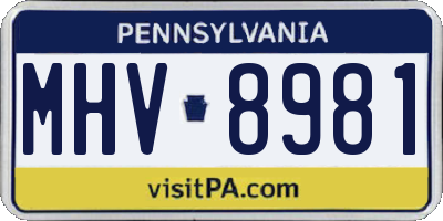 PA license plate MHV8981