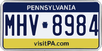PA license plate MHV8984