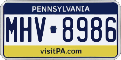 PA license plate MHV8986