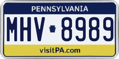 PA license plate MHV8989