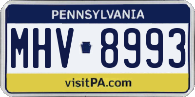 PA license plate MHV8993