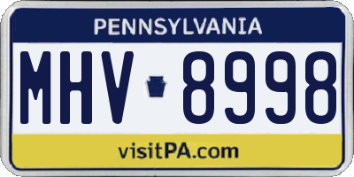 PA license plate MHV8998