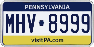 PA license plate MHV8999