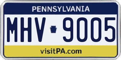 PA license plate MHV9005