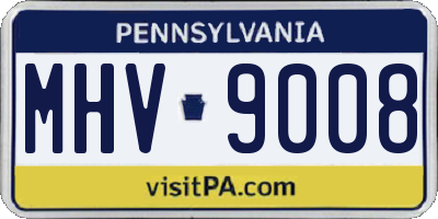 PA license plate MHV9008