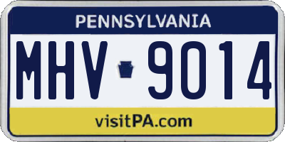 PA license plate MHV9014