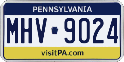 PA license plate MHV9024