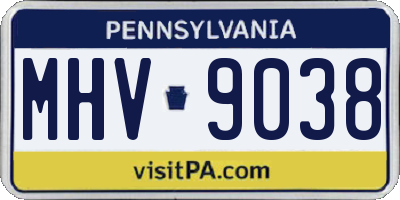 PA license plate MHV9038
