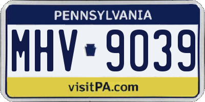 PA license plate MHV9039