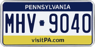 PA license plate MHV9040