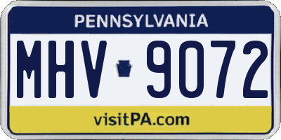 PA license plate MHV9072