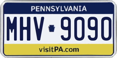PA license plate MHV9090