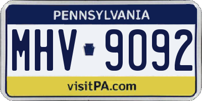 PA license plate MHV9092