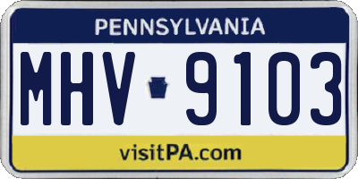 PA license plate MHV9103