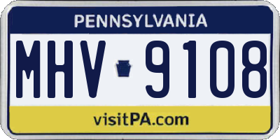 PA license plate MHV9108