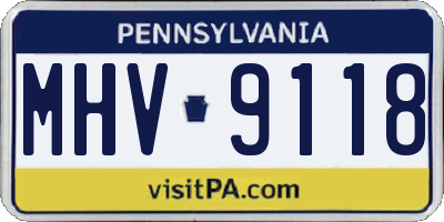 PA license plate MHV9118