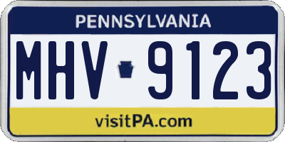PA license plate MHV9123
