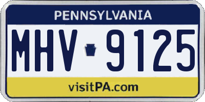 PA license plate MHV9125
