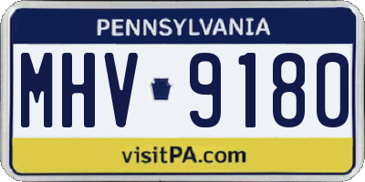 PA license plate MHV9180