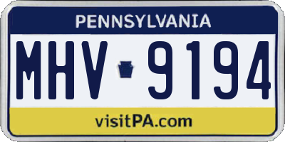 PA license plate MHV9194