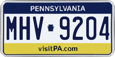 PA license plate MHV9204