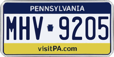 PA license plate MHV9205