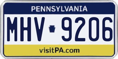 PA license plate MHV9206