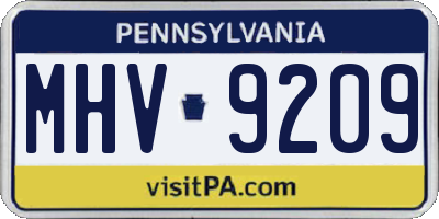 PA license plate MHV9209