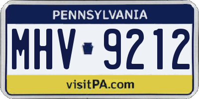 PA license plate MHV9212