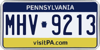 PA license plate MHV9213